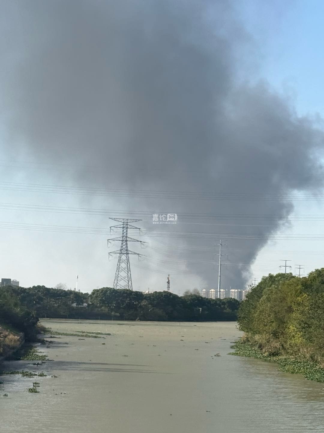 嘉善一大棚起火了!浓烟滚滚